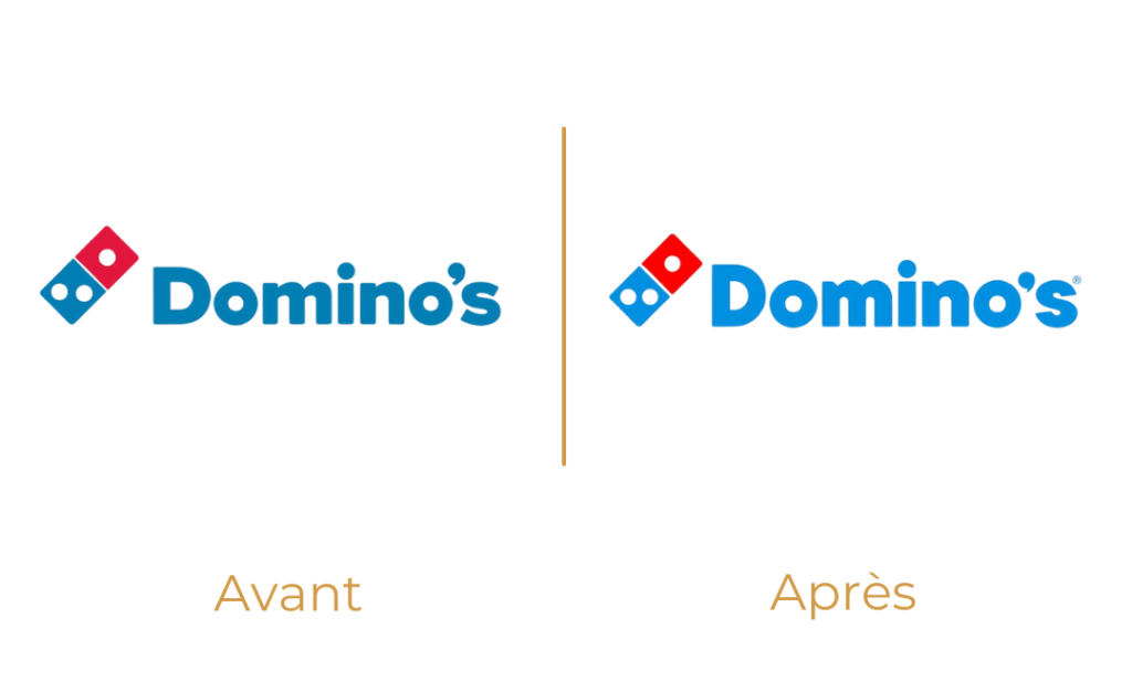 Ancien logo VS nouveau logo Domino's pizza