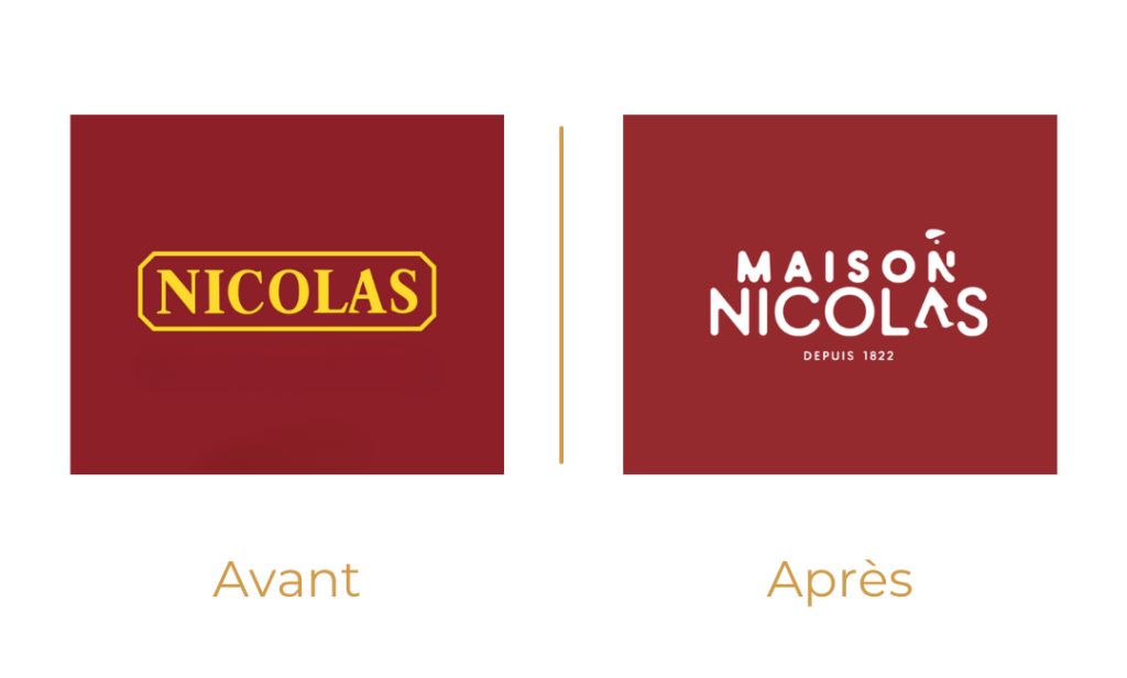Ancien logo VS nouveau logo Maison Nicolas caviste